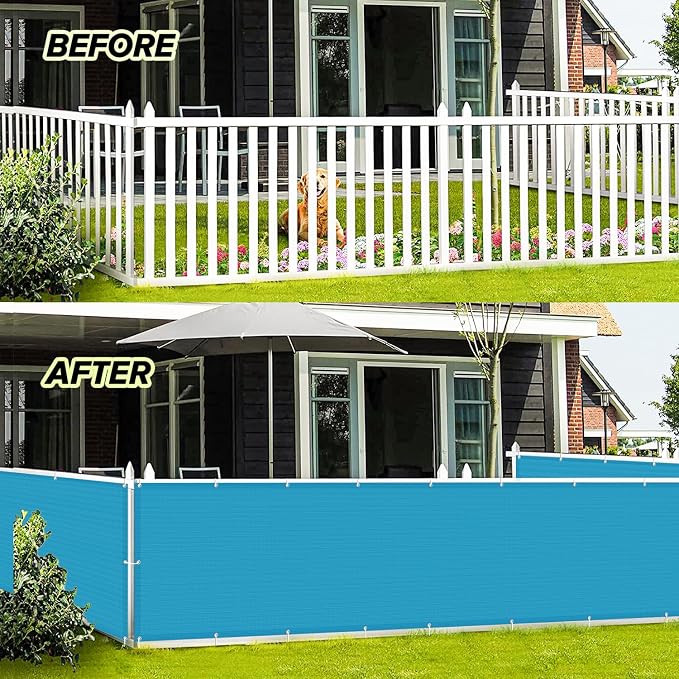 LOVE STORY 3'x10' Turquoise Blue Balcony Screen Privacy Fence Cover -Mesh - Image 4