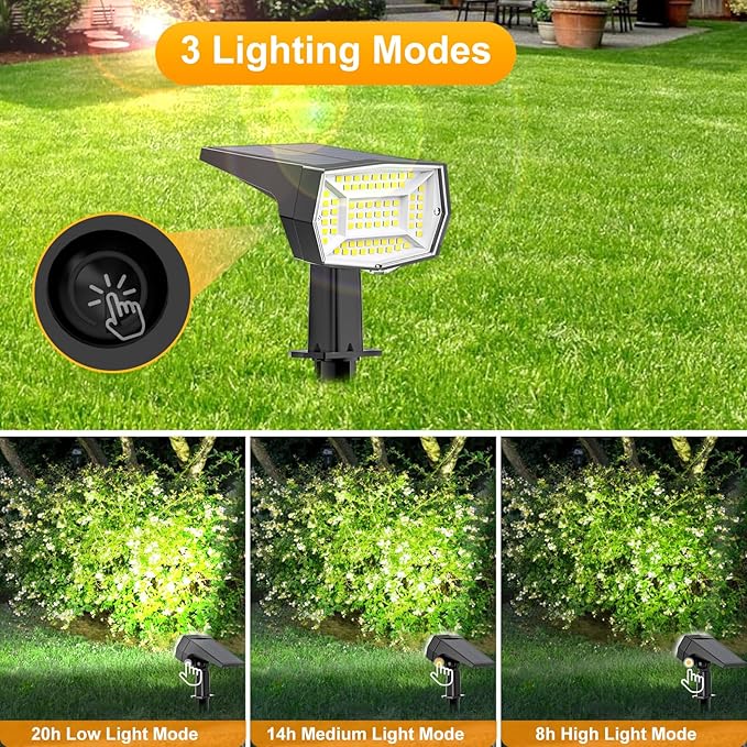 Fabrito 72 LEDs Solar Spot Lights Outdoor Waterproof, 3 Modes Landscape - Image 3
