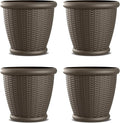 Suncast 4 Pack Wicker Planter w/ Drillable Drain Holes, Decorative by Suncast