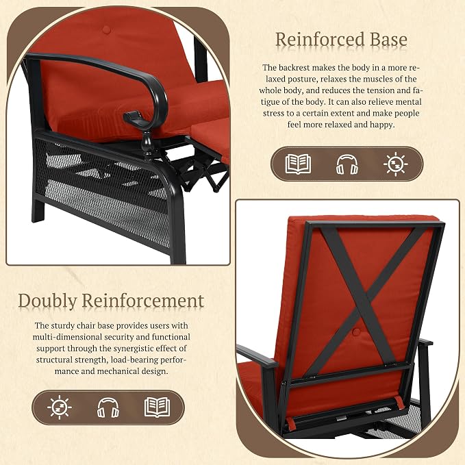 Oakcloud Adjustable Outdoor Lounge Chair Metal Patio Relaxing Recliner Chair - Image 5