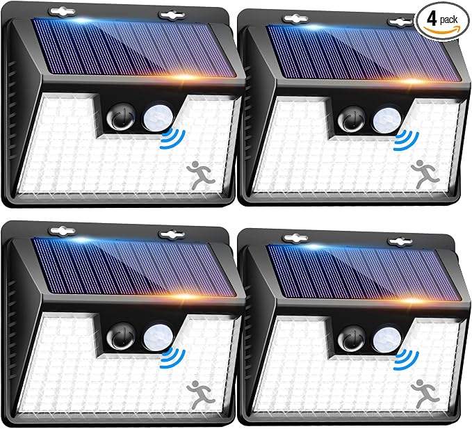 Peasur Solar Lights Outdoor Waterproof, 4 Pack 140LED Motion Sensor Light by Peasur