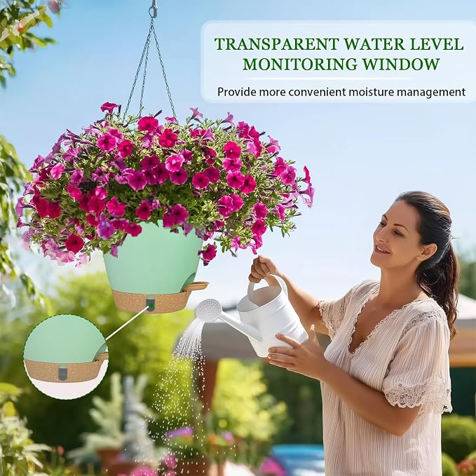 Hanging Planter for Indoor Plants 8 Inch, 2 Pack Self Watering Hanging Baskets - Image 5