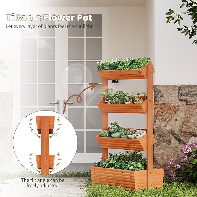 FILWH Wooden Raised Garden Bed Vertical Planter Box, Freestanding Plant Stand - Image 6