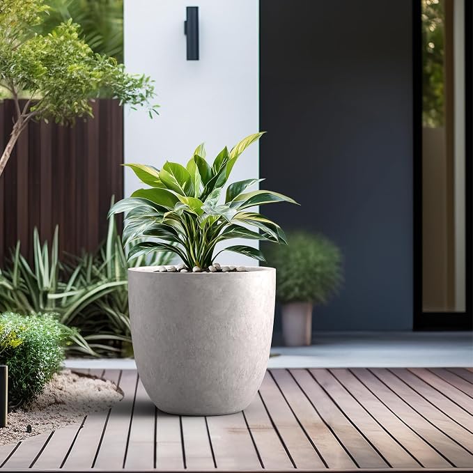 Kante 18 Inch Dia Round Concrete Planter, Indoor Outdoor Large Plant Pot - Image 4
