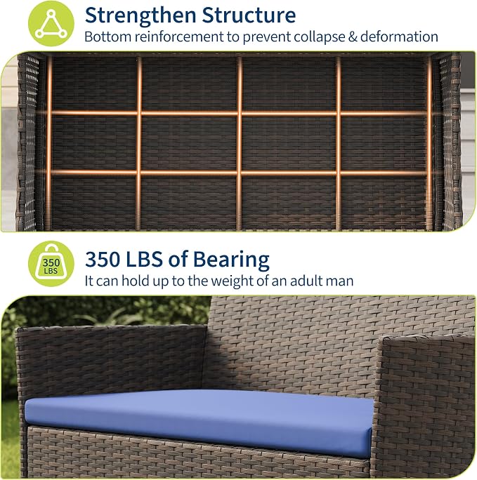 GAOMON 4-Piece Patio Furniture Set, Modern PE Rattan Conversation Set - Image 6