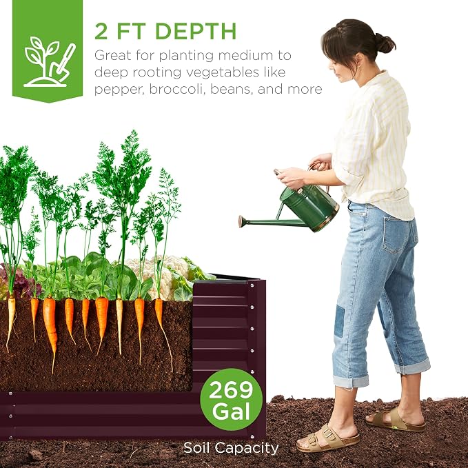 Best Choice Products 6x3x2ft Outdoor Metal Raised Garden Bed, Deep Root Box - Image 3
