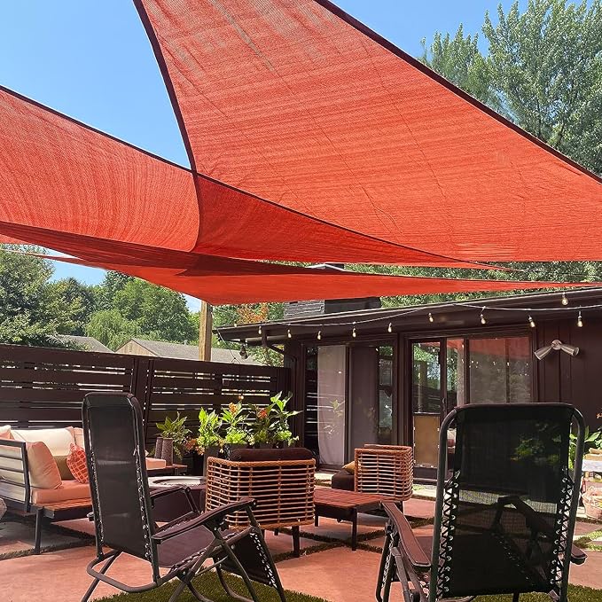 LOVE STORY Custom Size 10'x20'x22.4' Terra Red Sun Shade Sail Right Triangle by LOVESTORY