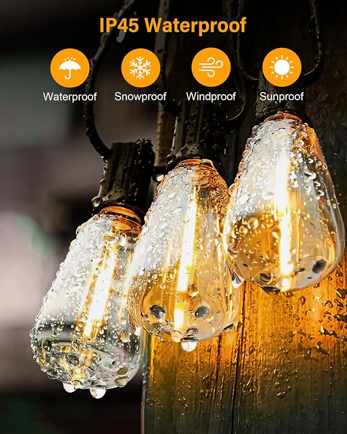 200FT LED Outdoor String Lights, 2700K LED Patio Lights Outdoor Waterproof - Image 3