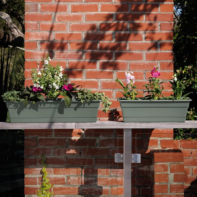 Bloem Dura Cotta 30" Basil Resin Rectangle Window Box Planter - Image 2