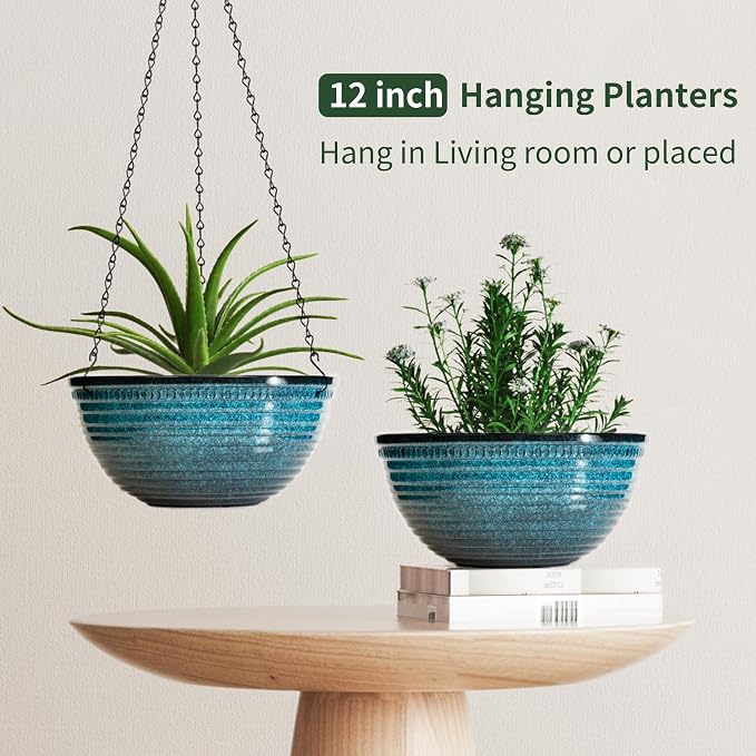 12 inch Large Hanging Planters for Indoor Outdoor Plants, Hanging Baskets for - Image 5