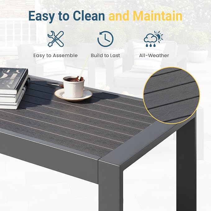 Modern Aluminum Outdoor Coffee Table, All-Weather Metal Rectangle Table - Image 4