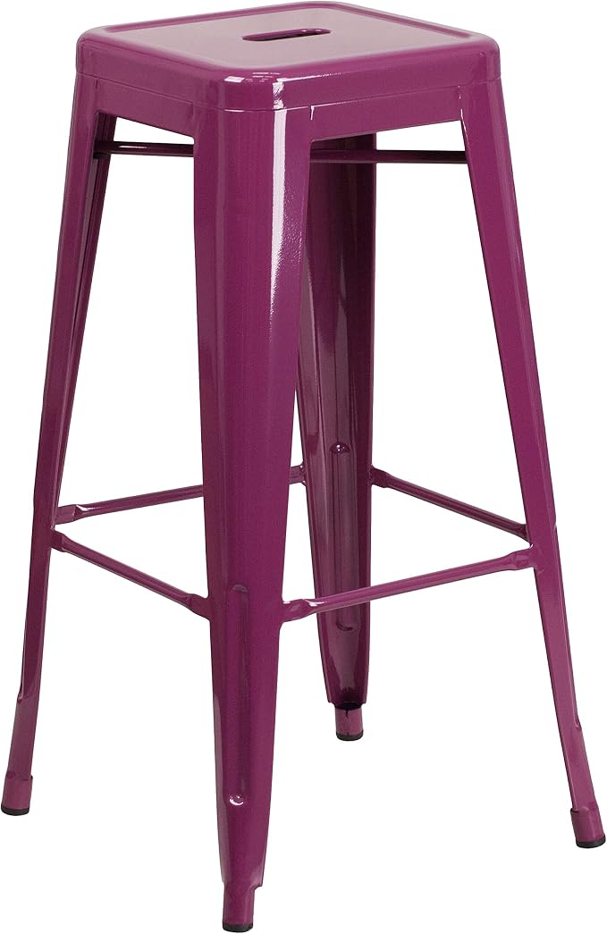 Flash Furniture Kai Commercial Grade 4 Pack 30" High Backless Purple - Image 4