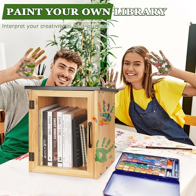 Outdoor Library Outdoor Book Box Storage Small Wooden Cabinet Little Literature - Image 5