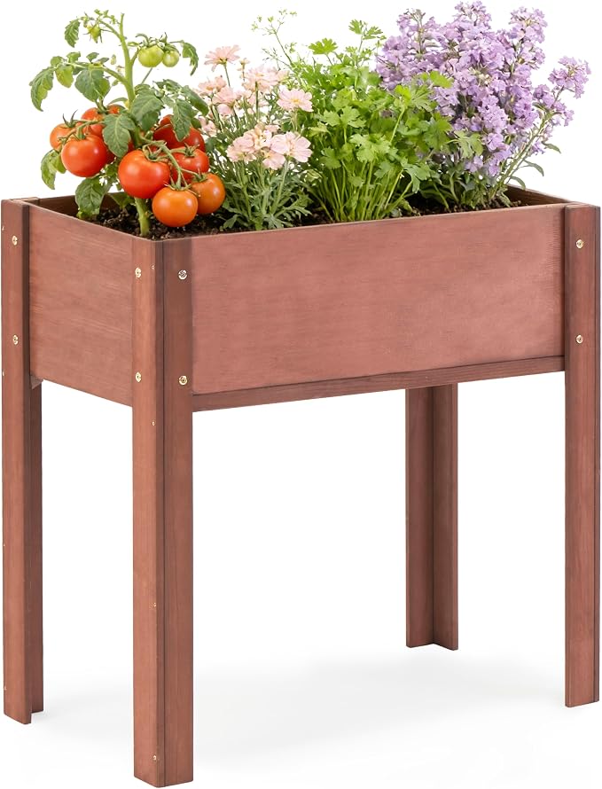 Raised Garden Bed with Legs, Outdoor Wood Elevated Planter Box, Thick Legs by OutdoorFurniture