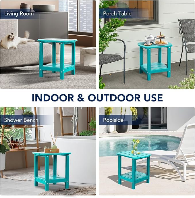 nalone Adirondack Side Table 16.5" Outdoor Side Table HDPE Plastic Double - Image 7