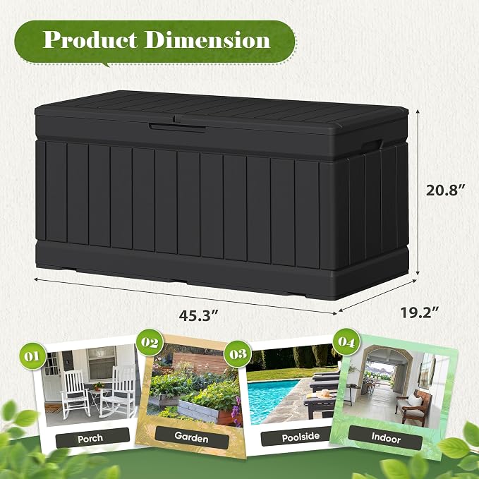 Flamaker Outdoor Storage Box 80 Gallon Resin Waterproof Deck Box Delivery Box - Image 3