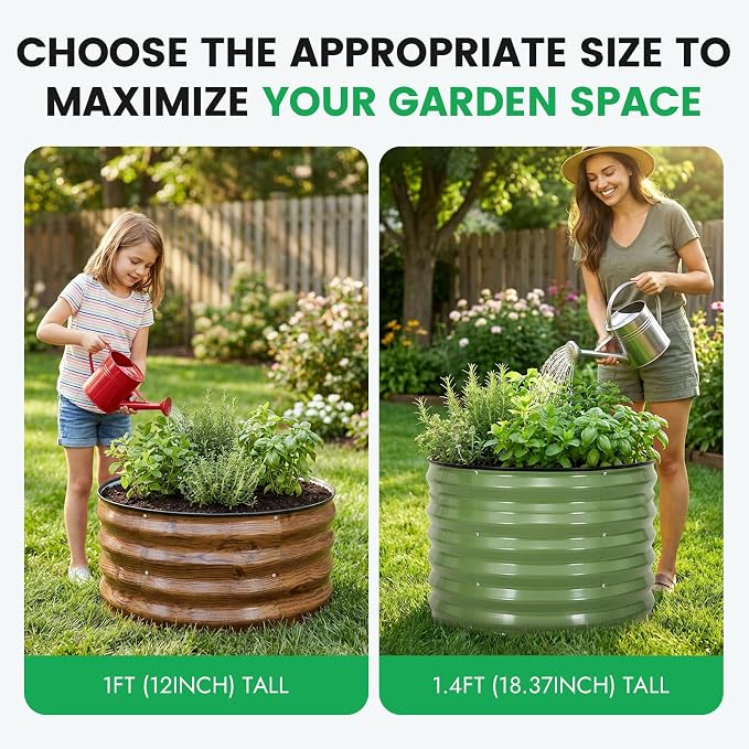 INNO STAG 3 Pcs Round Galvanized Raised Garden Bed — 2×2×1ft Planter Box - Image 8
