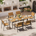 Aluminum Outdoor Dining Set for 6, Patio Table and Chairs Set by Oasbira