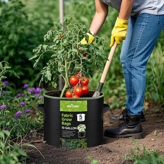 BN-LINK 5-Pack 10 Gallon Grow Bags, Heavy Duty Aeration Fabric Pots - Image 7