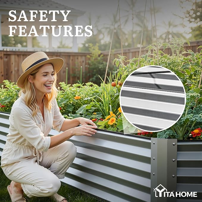 YITAHOME 8x4x1.5ft 2pcs Large Raised Garden Bed Kit, Galvanized Metal Planter - Image 7