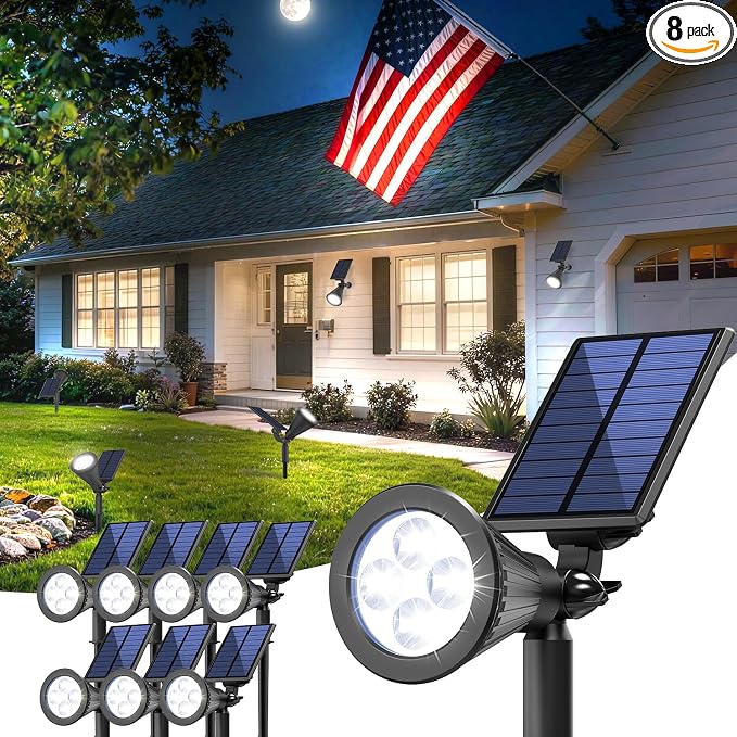 Solar Lights Outdoor Waterproof IP65, 6500K Super Bright LED, 2 Lighting Modes by JEJOT