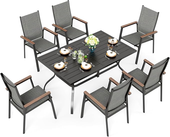 Sophia & William Patio Table and Chairs Set 7 Pieces, 6 Aluminium Patio Dining by SophiaWilliam