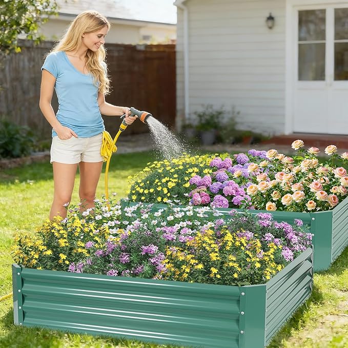 ZORMY 2 Pcs 4x4x1ft Galvanized Raised Garden Bed Outdoor, Metal Planter Boxes - Image 2