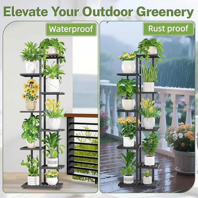 iDavosic.ly Plant Stand Indoor Outdoor, 7-Tier Tall Metal Flower Shelf - Image 4