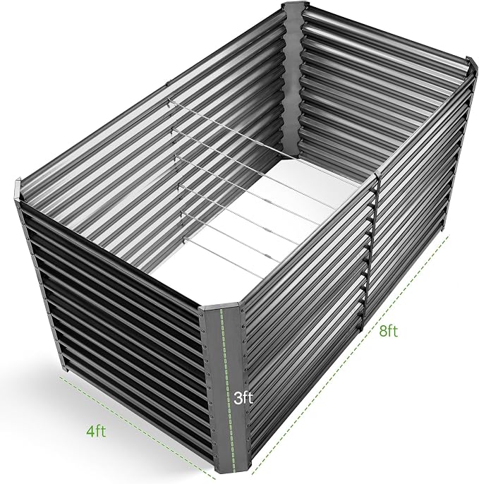 Land Guard 8x4x3ft Rectangular Galvanized Raised Garden Beds, Large-Capacity - Image 2