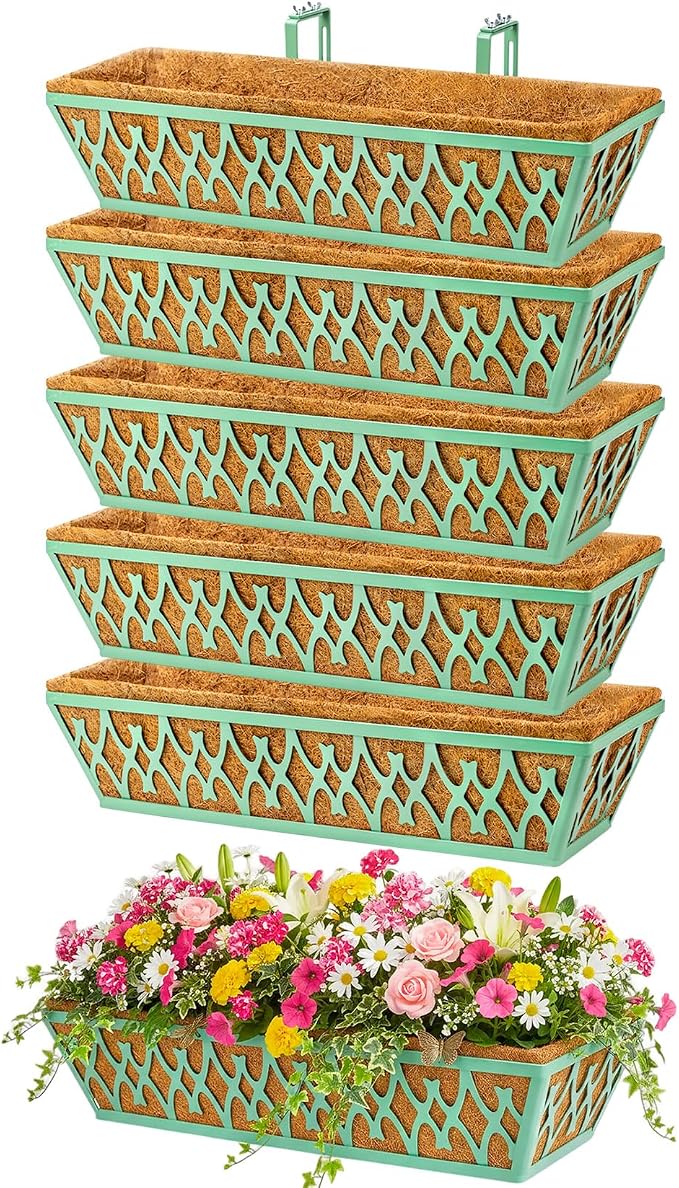 6 Pack 24 Inch Window Boxes Planters Railing Planter Box by KarlliuHOMEGARDEN