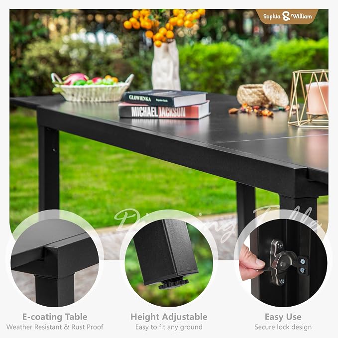 Sophia & William Expandable Patio Dining Table, Extra Large 99.2" L x 35.5" W - Image 5