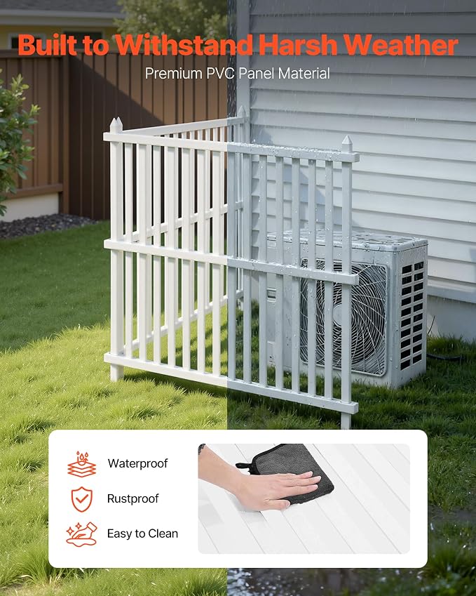 VEVOR 48" W x 48" H Vinyl Fence Panels, Air Conditioner Fence, Outdoor Privacy - Image 5