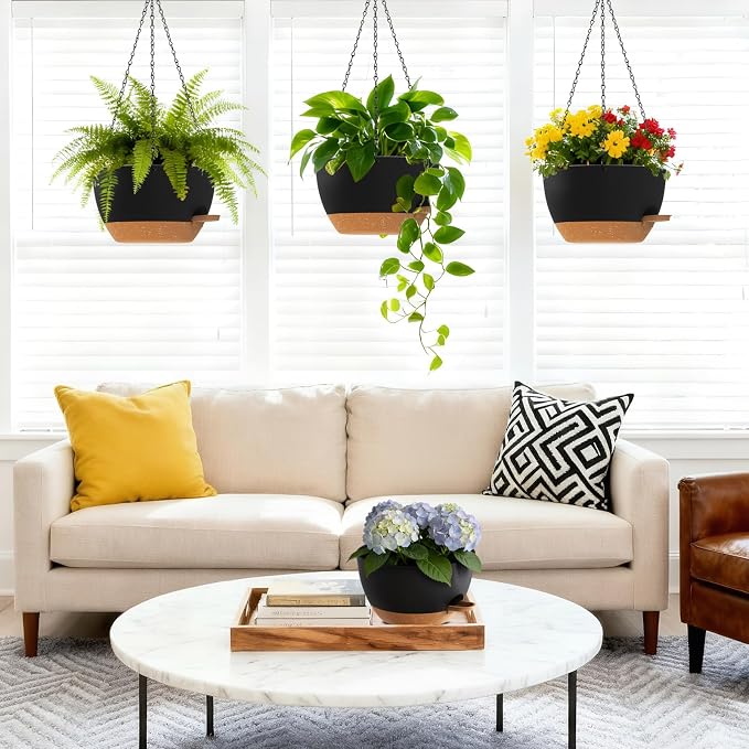 Set of 3-10 Inch Self Watering Hanging Planters - Image 3