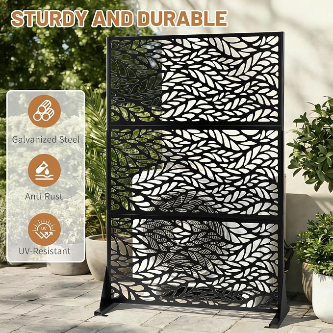 VINGLI Privacy Fence Panels, 72H’’ x 47W’’ Metal Privacy Screen Freestanding - Image 3
