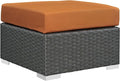 Modway Sojourn Wicker Rattan Outdoor Patio Sunbrella Fabric Ottoman in Canvas by Modway
