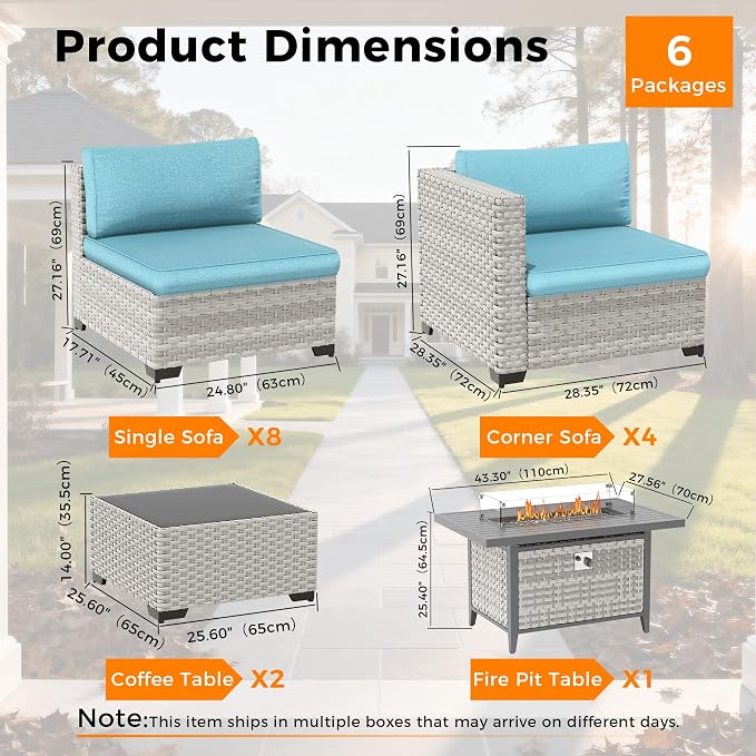 12-Seat Modern Outdoor Wicker Rattan Patio Furniture Set - Image 3