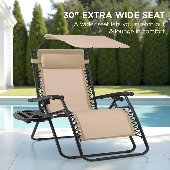 Best Choice Products 30” Wide Folding Zero Gravity Outdoor Recliner Patio - Image 3