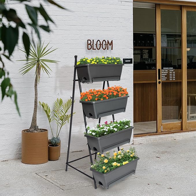 GENMOUS 4 Tier Raised Garden Bed Tall 45'' Vertical Elevated Garden Planter - Image 7
