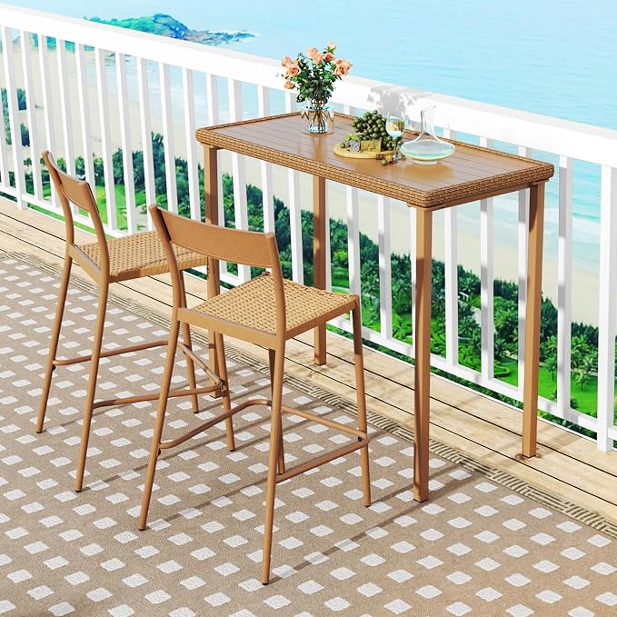 Tangkula Patio Bar Table, Heavy Duty Rectangle Metal Frame 48 Inches Outdoor - Image 2
