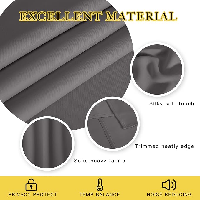 NICETOWN Grey Blackout Curtain 84 inches Long - Image 4