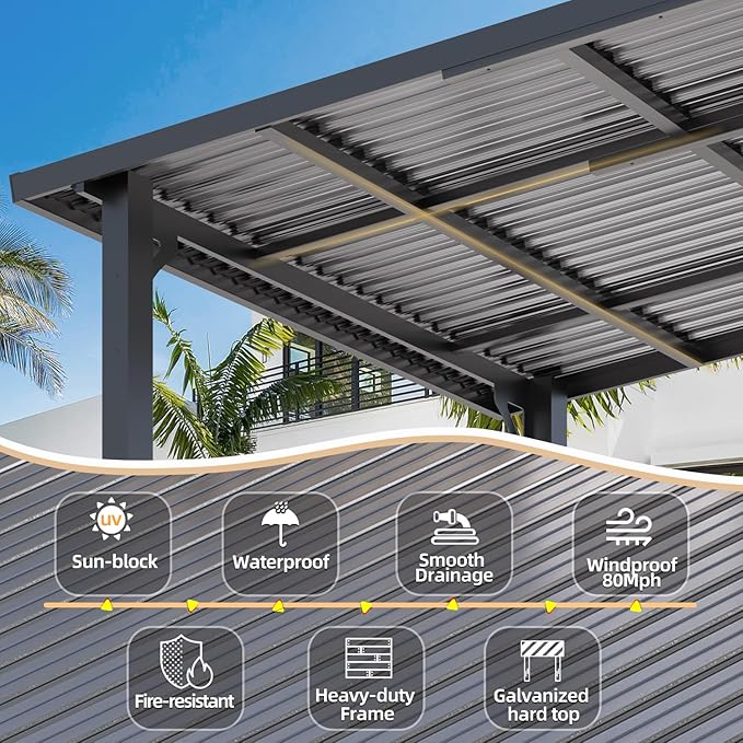AECOJOY 14' x 8' Outdoor Hardtop Metal Gazebo - Image 3