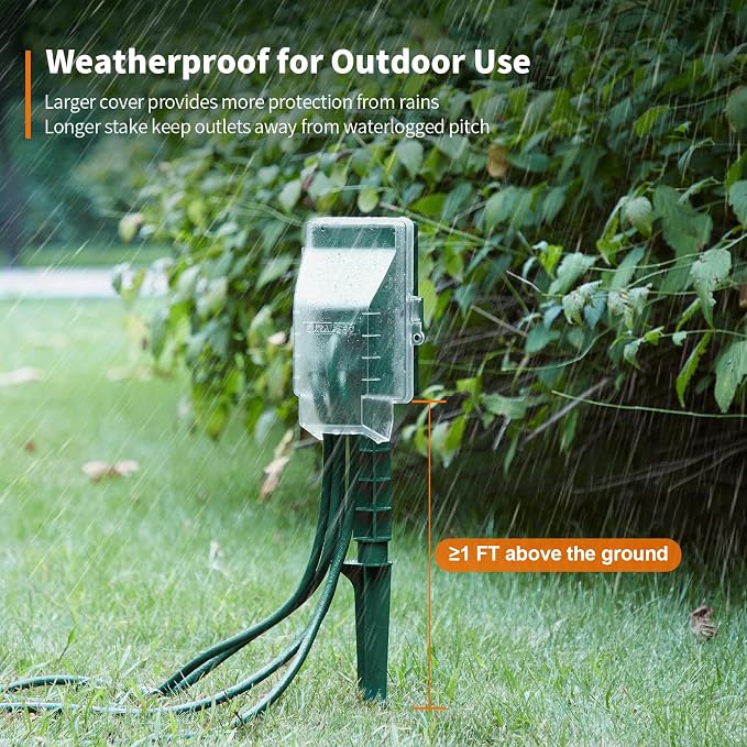 SURAIELEC Outdoor Power Stake, Dusk to Dawn Light Timer, 6 Electrical Outlet - Image 5