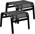 Patio Outdoor Ottoman Assembled Aluminum Footstools Small Seat Side Table by Deugold