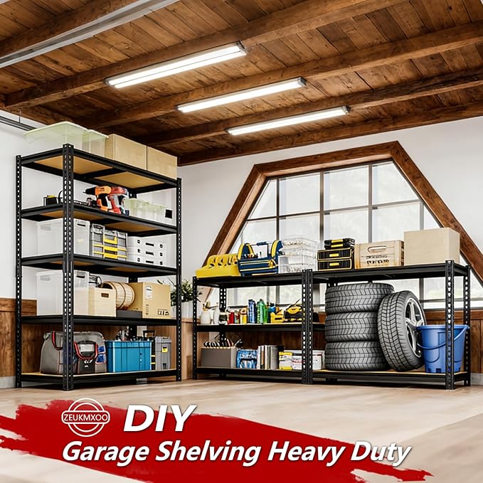 Heavy Duty Garage Shelving, 5-Tier Metal Storage Shelves, 2400LBS Shelving Unit - Image 6