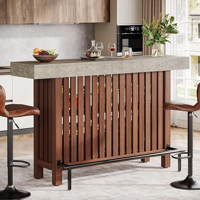 Tribesigns 63-Inch Large Home Bar Unit, 2-Tier Mini Bar Table, Height Pub Table by Tribesigns
