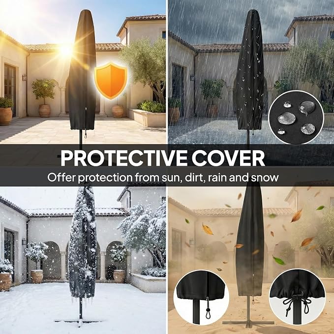 Outsunny 10 ft Offset Patio Umbrella - Image 6