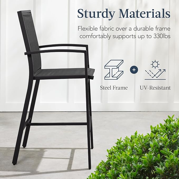 Best Choice Products Outdoor Bar Stools Set of 2, Bar Height, Patio Furniture - Image 5