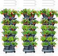 Strawberry Vertical Planters Tower Garden 3 Pack, 7 Tiered Stacking Herb by Tectsia