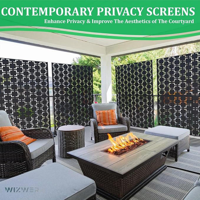 6FT Outdoor Metal Privacy Screen – Decorative Privacy Fence and Room/Garden - Image 4