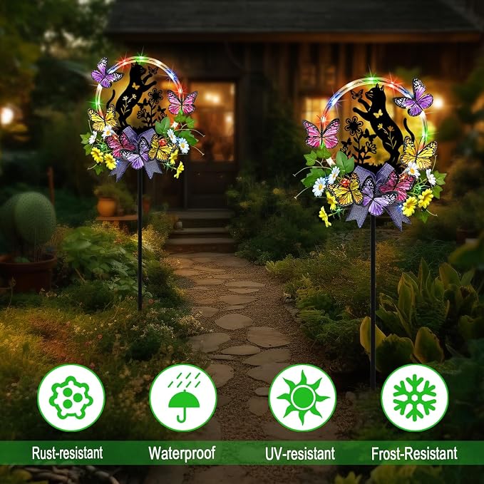 Cat Solar Lights Outdoor Garden, Silhouette Cat - Image 3